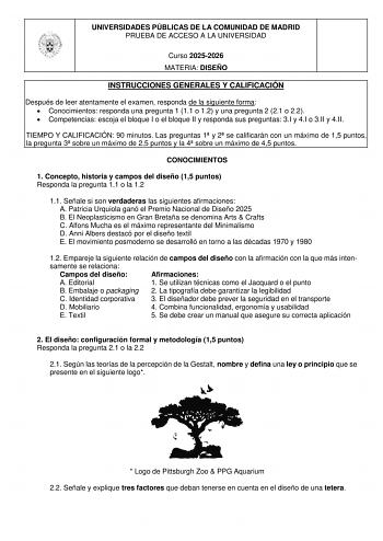 Diseño – EvAU Comunidad de Madrid (2026)