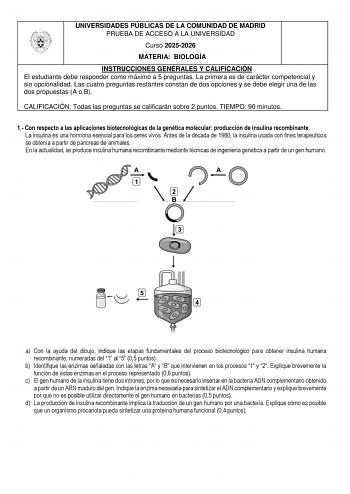 Biología – EvAU Comunidad de Madrid (2026)