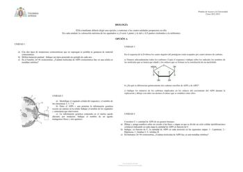 fVER ITAD P VIEDO Pruebas de Acceso a la Universidad Curso 20122013 BIOLOGÍA Ella estudiante deberá elegir una opción y contestar a las cuatro unidades propuestas en ella En cada unidad la valoración máxima de los apartados a y b será 1 punto y la del c 05 puntos redondeo a la milésima OPCIÓN A UNIDAD 1 UNIDAD 3 a Cite dos tipos de mutaciones cromosómicas que no supongan ni pérdida ni ganancia de material cromosómico b Defina mutación puntual  Indique sus tipos poniendo un ejemplo de cada uno c…