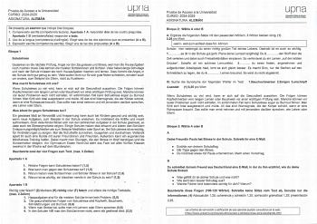 Examen de Alemán (EvAU de 2025)