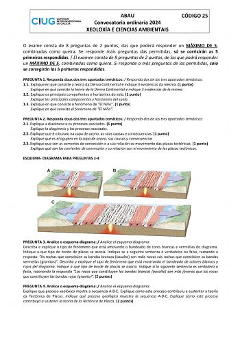 Examen de Geología y Ciencias Ambientales (ABAU de 2024)
