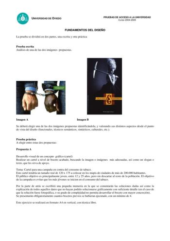 Examen de Diseño (selectividad de 2005)