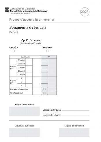 Examen de Fundamentos del Arte (PAU de 2023)