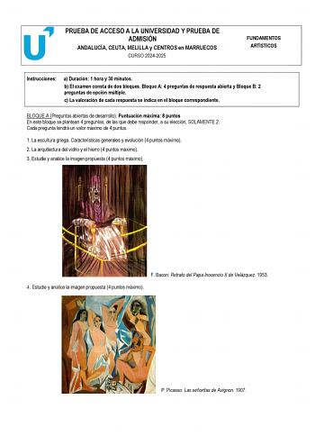 Examen de Fundamentos Artísticos (PEvAU de 2025)