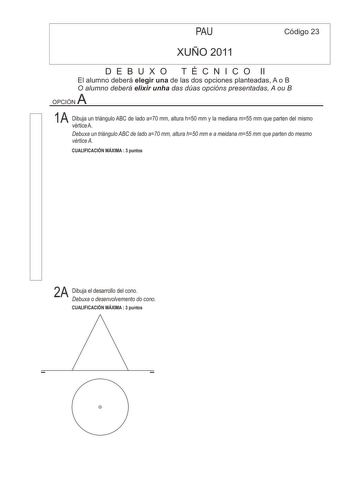 Examen de Dibujo Técnico II (PAU de 2011)