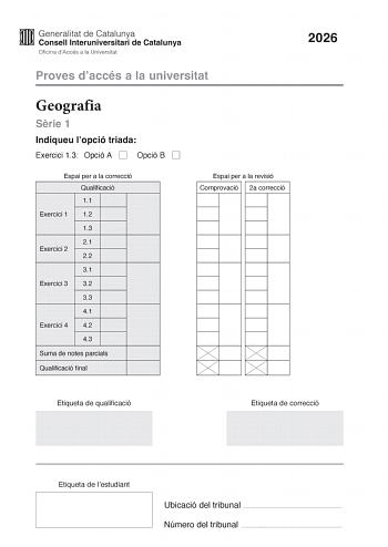 Geografía – PAU Cataluña (2026)