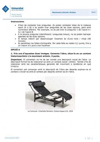 Examen de Movimientos Culturales y Artísticos (PBAU de 2024)