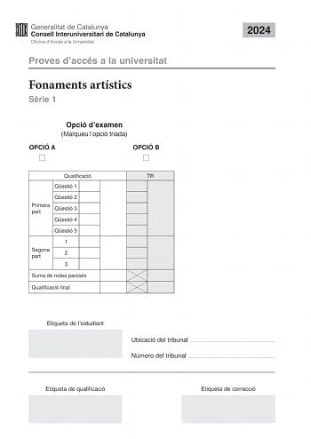 Examen de Fundamentos Artísticos (PAU de 2024)