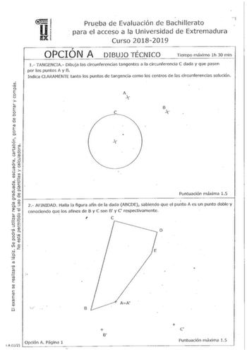 Examen de Dibujo Técnico II (EBAU de 2019)