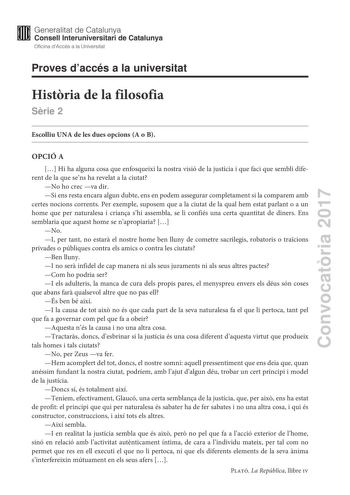 Examen de Historia de la Filosofía (PAU de 2017)