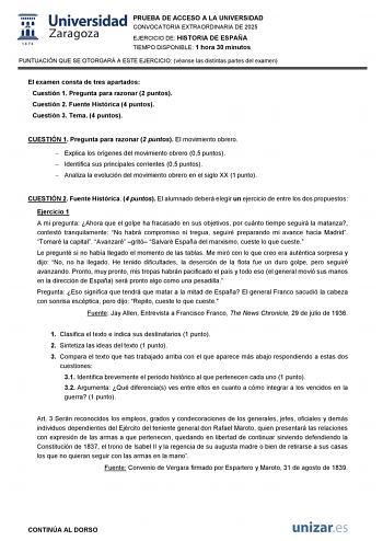 Examen de Historia de España (EvAU de 2025)