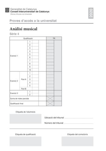 Examen de Análisis Musical (PAU de 2020)