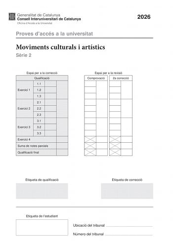 Movimientos Culturales y Artísticos – PAU Cataluña (2026)