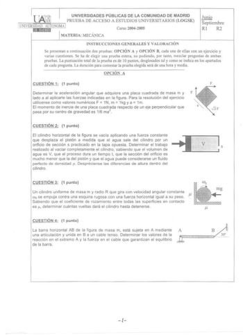 Examen de Mecánica (selectividad de 2005)