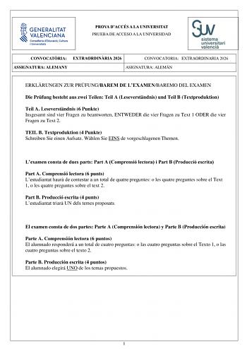 Alemán – PAU Comunidad Valenciana (2026)