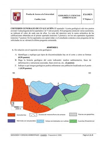 Geología y Ciencias Ambientales – EBAU Castilla y León (2026)