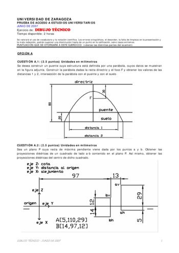 Examen de Dibujo Técnico II (selectividad de 2007)