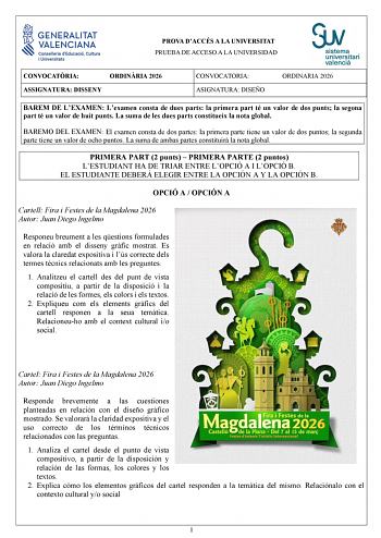 Diseño – PAU Comunidad Valenciana (2026)