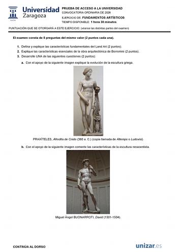 Fundamentos Artísticos – EvAU Aragón (2026)