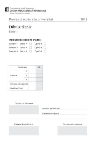 Examen de Dibujo Técnico II (PAU de 2019)