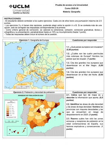 Geografía – EvAU Castilla-La Mancha (2026)