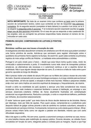 Portugués – EBAU Región de Murcia (2026)