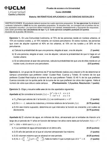 Matemáticas Aplicadas a las Ciencias Sociales – EvAU Castilla-La Mancha (2026)