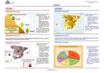 UNIVERSIDAD DEVIEDO Pruebas de Acceso a la Universidad Curso 20122013 GEOGRAFÍA El alumnado deberá responder a una de las dos opciones que se proponen Además de los contenidos en la calificación de la prueba particularmente en el Apartado B se valorará la redacción la ortografía y la puntuación OPCIÓN 1 OPCIÓN 2 APARTADO A 3 puntos o s Hy o Observe la cliserie y responda a las siguientes cuestiones 1 Señale los factores que explican la localización de las diferentes especies 1 punto 2 Explique …