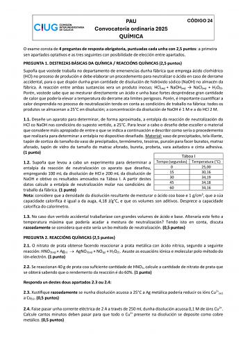 Examen de Química (ABAU de 2025)