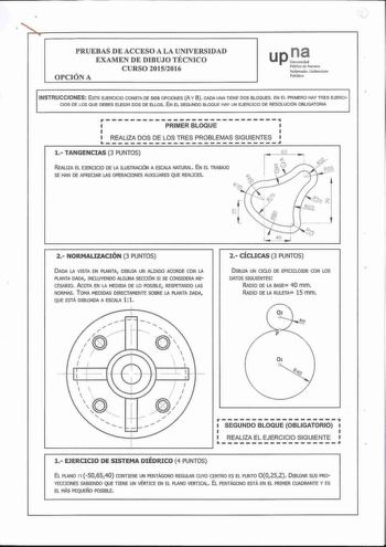 Examen de Dibujo Técnico II (PAU de 2016)