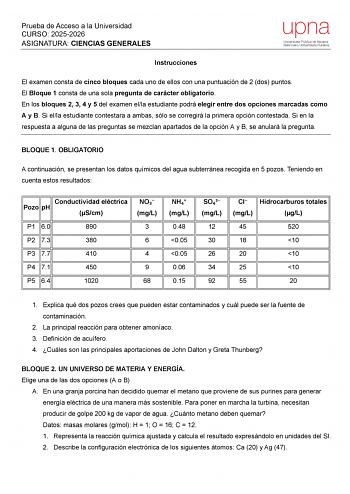 Ciencias Generales – EvAU Navarra (2026)