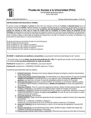 Examen de Análisis Musical (EBAU de 2025)