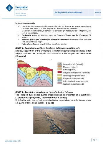 Geología y Ciencias Ambientales – PBAU Islas Baleares (2026)