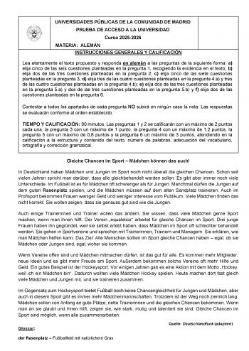 Alemán – EvAU Comunidad de Madrid (2026)