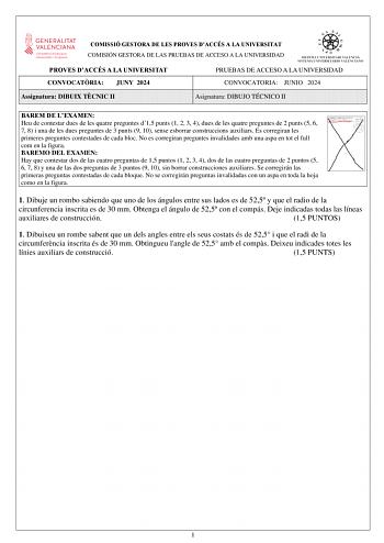 Examen de Dibujo Técnico II (PAU de 2024)
