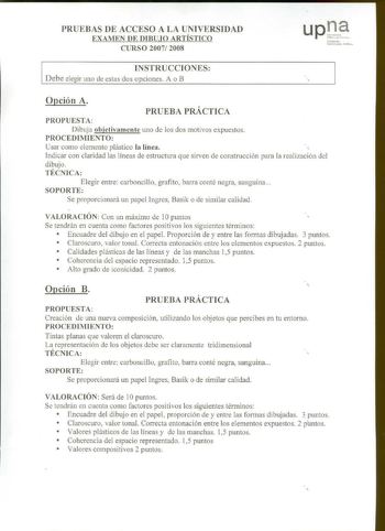 Examen de Dibujo Artístico II (selectividad de 2008)