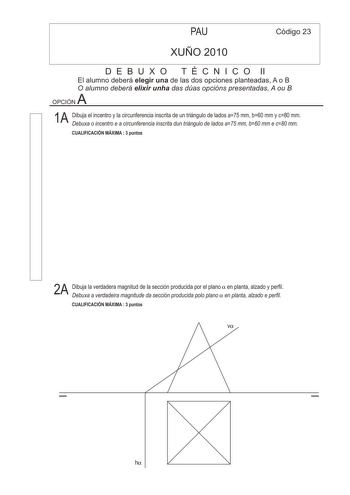 Examen de Dibujo Técnico II (PAU de 2010)