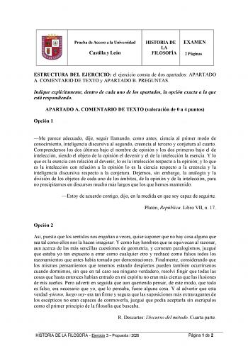 Historia de la Filosofía – EBAU Castilla y León (2026)
