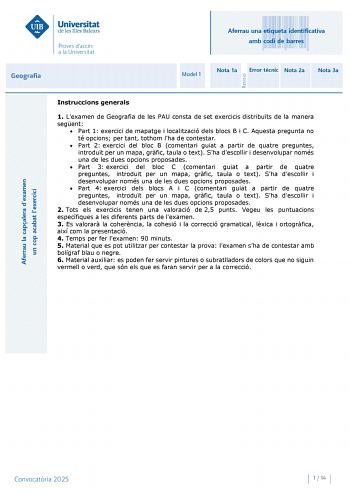 Examen de Geografía (PBAU de 2025)