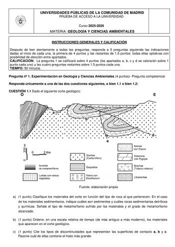 Geología y Ciencias Ambientales – EvAU Comunidad de Madrid (2026)