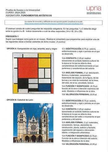 Examen de Fundamentos Artísticos (EvAU de 2025)