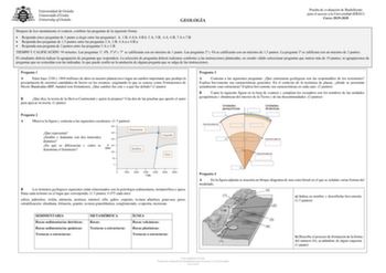 Examen de Geología y Ciencias Ambientales (EBAU de 2020)