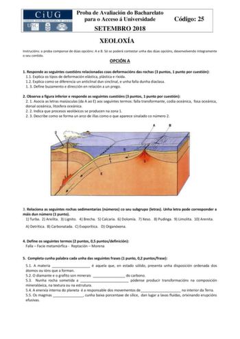 Examen de Geología (ABAU de 2018)
