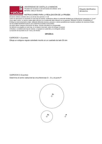 Examen de Dibujo Técnico II (PAU de 2016)