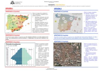 I MJlb U IVERSDADDEV V1cerrectorado d IEDO Estudiantes y Emep1eo PRUEBAS DE ACCESO A LA UNIVERSIDAD Curso 20102011 GEOGRAFÍA  FASE ESPECÍFICA El alumnado deberá responder a una de las dos opciones que se proponen Además de los contenidos en la calificación de la prueba particularmente en el Apartado B se valorará la redacción la ortografía y la puntuación OPCIÓN 1 OPCIÓN 2 APARTADO A 3 puntos Observe el mapa de las unidades de relieve peninsular y responda a las siguientes cuestiones 1 Identifi…