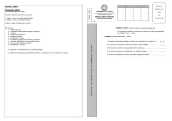 SSEEGGUUNNDDAA PPAARRTTEE Ccoommpposoisciócniópnlápsltáicsatica Máxima calificación 6 puntos máxima calificación de la presentación 1 punto Realice una de las siguientes propuestas R1eaDlicbeujuanraydpeilnatsasriuguniebnotcesetporoppaureastlaassmfaállxaisma calificación 5 puntos 2 Dibujar y pintar una ciudad del futuro Técnica a1eleDgirbuhjeúympeidnate usnecbaocoetmo idxetafallas 2 Dibuje un edificio en llamas Se valorará Técn1ica aBeolcegeitrossepcraevlaiopsiceros negros o de color pastel cera…