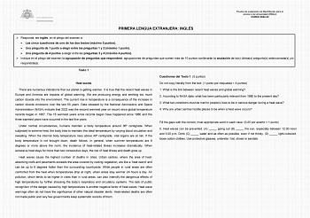 Prueba de evaluación de Bachillerato para el acceso a la Universidad EBAU CURSO 202223 PRIMERA LENGUA EXTRANJERA INGLÉS  Responda en inglés en el pliego del examen a  Las cinco cuestiones de uno de los dos textos máximo 5 puntos  Una pregunta de 1 punto a elegir entre las preguntas 1 y 2 máximo 1 punto  Una pregunta de 4 puntos a elegir entre las preguntas 3 y 4 máximo 4 puntos  Indique en el pliego del examen la agrupación de preguntas que responderá agrupaciones de preguntas que sumen más de …