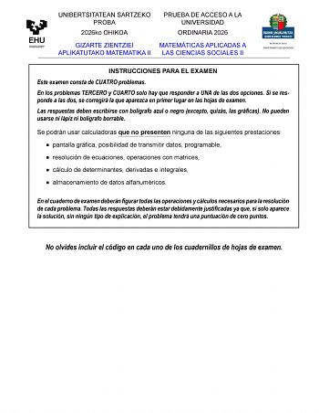 Matemáticas Aplicadas a las Ciencias Sociales – EAU País Vasco (2026)