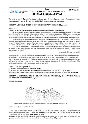 Examen de Geología y Ciencias Ambientales (ABAU de 2025)