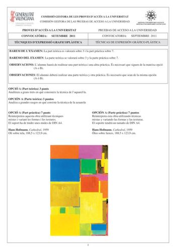 Examen de Técnicas de Expresión Gráfico Plástica (PAU de 2011)